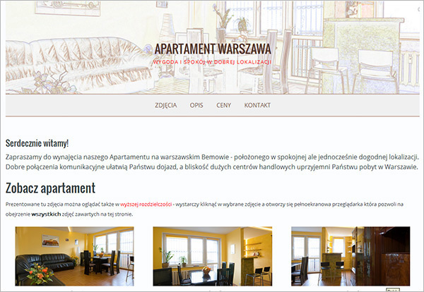 24x36.pl dla APARTAMENT WARSZAWA- tania, responsywna strona www i wykonanie zdjęć na witrynę